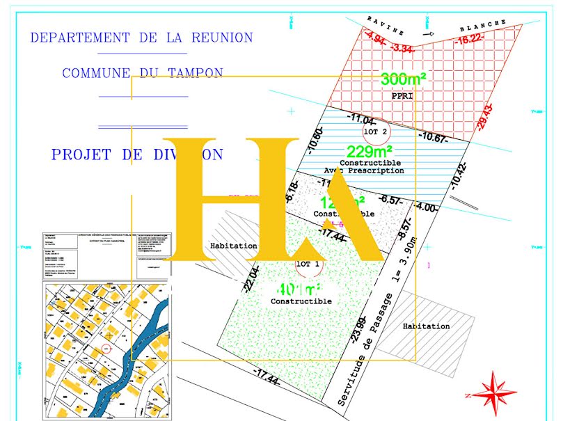 Vente terrain  401 m² à Le tampon (97430), 145 000 €