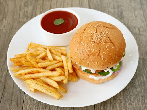 Veg Burger + Fries + Pepsi (250 Ml)