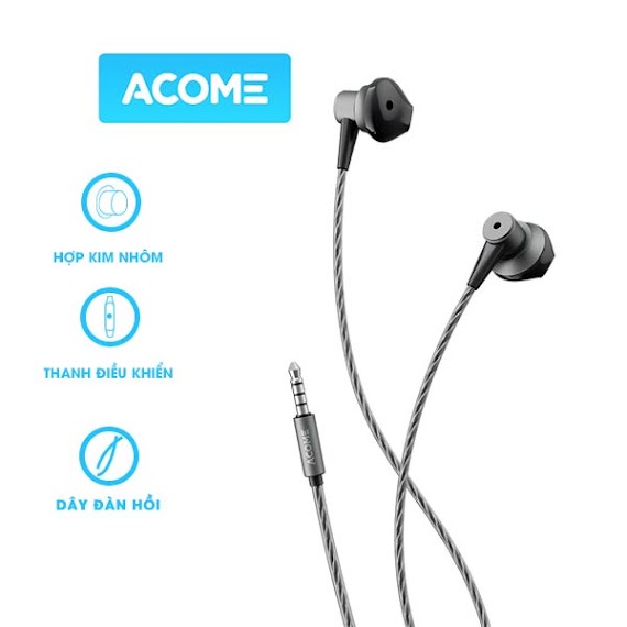 Tai Nghe Nhét Tai Acome Aw08 Tai Nghe Dây Kim Loại Thiết Kế In Ear Âm Thanh Sắc Nét