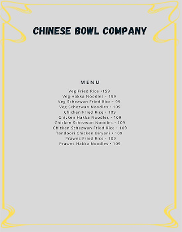 Chinese Bowl Company menu 