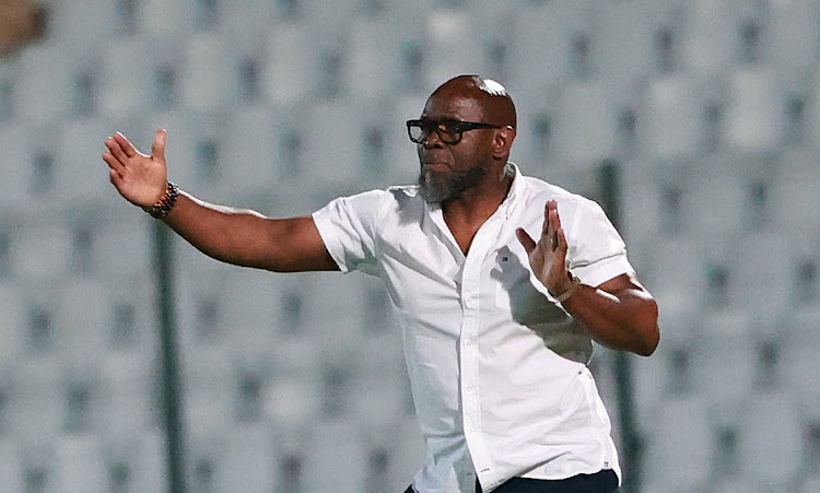 Steve Komphela coaching Moroka Swallows in a DStv Premiership match against TS Galaxy at Dobsonville Stadium. Komphela has joined Lamontville Golden Arrows as head coach.