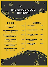 The Spice Club Biryani menu 1