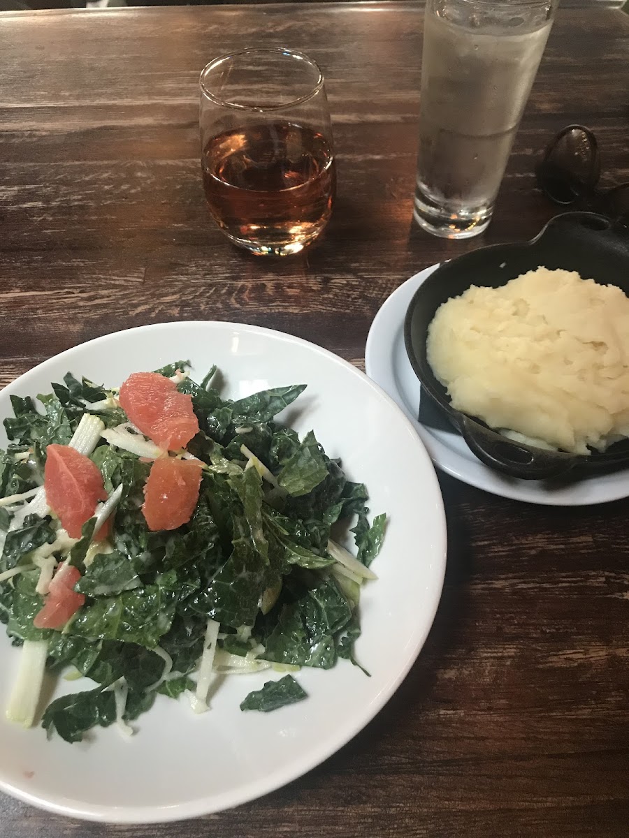 Kale salad (delicious) and mashed potatoes