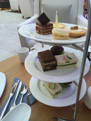 Finger sandwiches served along with tea in the Wintergarden on Viking Star. 