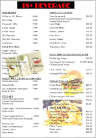 18+ Beverages menu 1