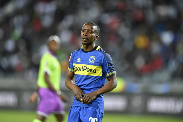 Thabo Nodada of Cape Town City FC in action during the Absa Premiership match against Orlando Pirates at Orlando Stadium in Soweto, south west of Johannesburg on September 19, 2018.