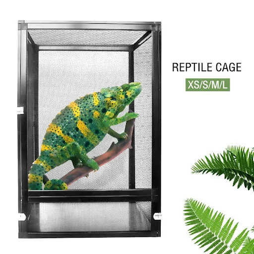 Reptile Terrarium Habitat Tank Aluminium Air Screen Cage Detachable Reptiles Cage with Cover Rainforest Habitat Lizard C