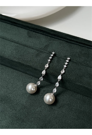 Title 8, Zircon Long Pearl Earrings Womens Retro. Eleva...