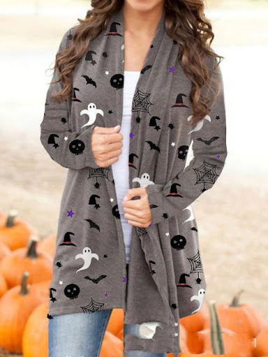 Title 2, Halloween Digital Printing Casual Cardigan Jack...