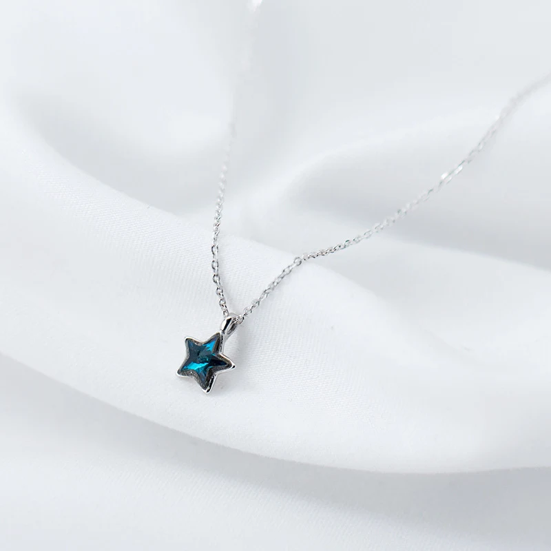 Title 3, Colar feminino com pingente de cristal azul em ...
