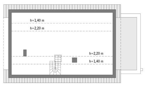 Z perspektywą - wariant I - C316a - Rzut poddasza do indywidualnej adaptacji (69,3 m2 powierzchni użytkowej)