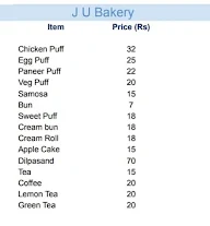 JU Bakery menu 1