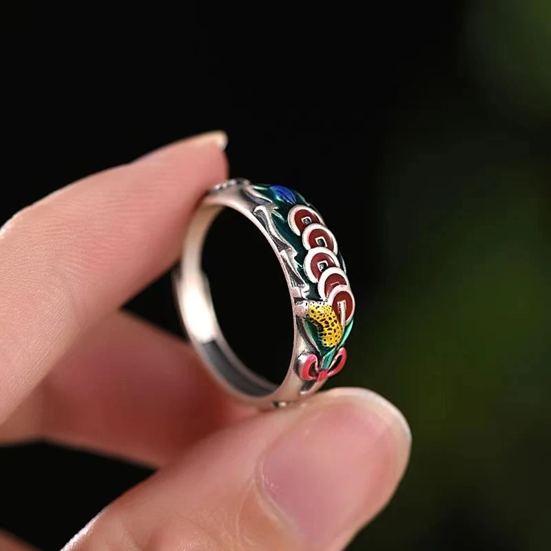 Title 1, Anel de moeda de cobre esmaltado cloisonné Moed...
