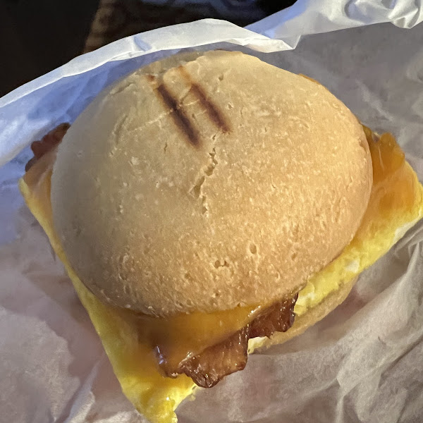 Breakfast sandwich on sourdough bread