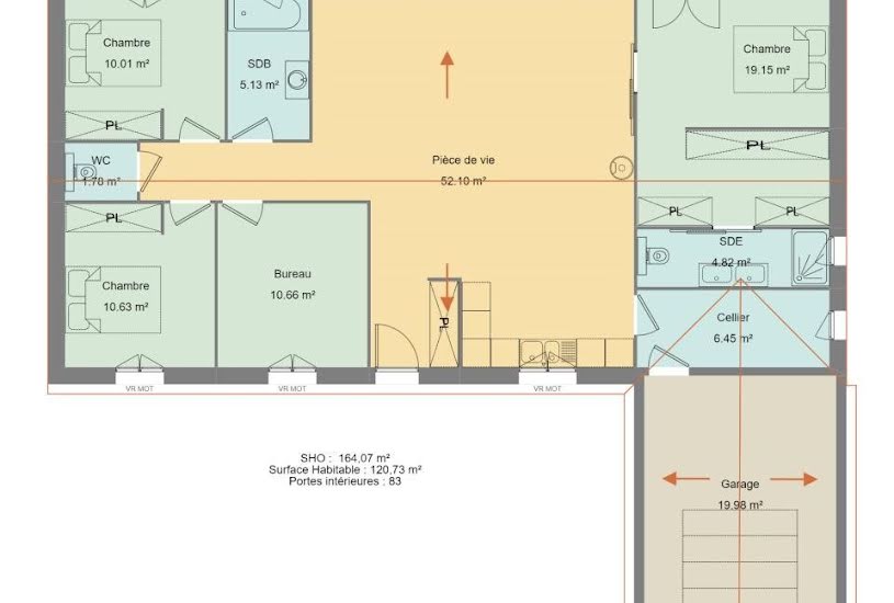  Vente Terrain + Maison - Terrain : 300m² - Maison : 120m² à Saint-Antoine-du-Rocher (37360) 