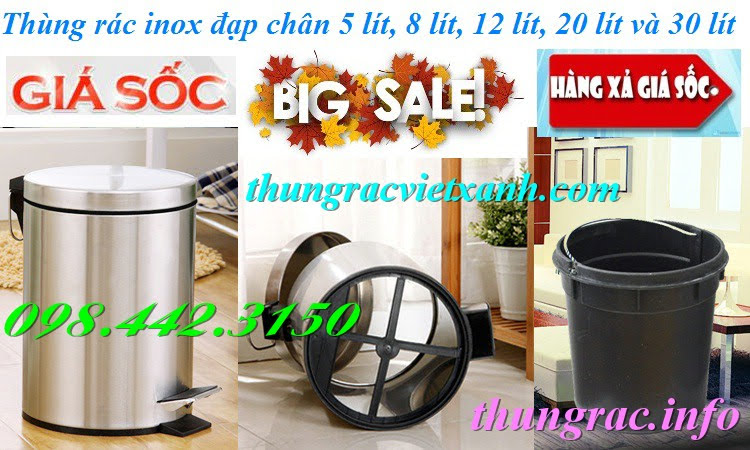 Thùng rác inox đạp chân