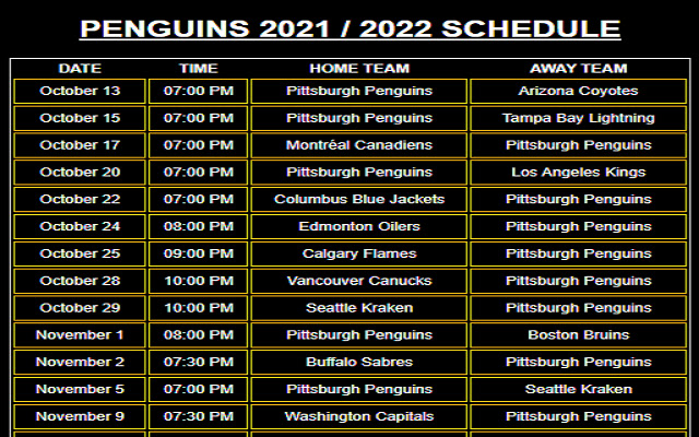 Printable 2022-2023 Columbus Blue Jackets Schedule