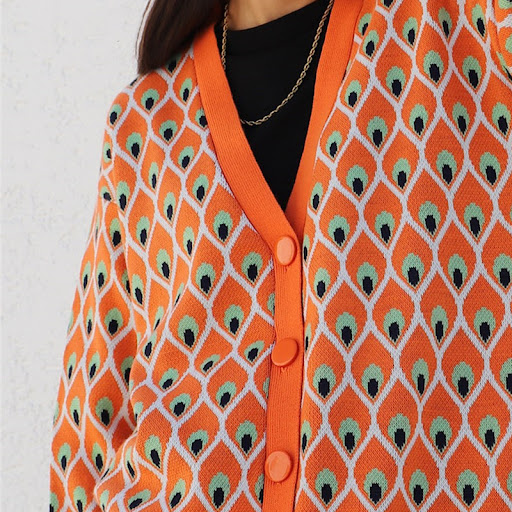 Title 4, Lazy Style Hit Color V-neck Sweater Coat