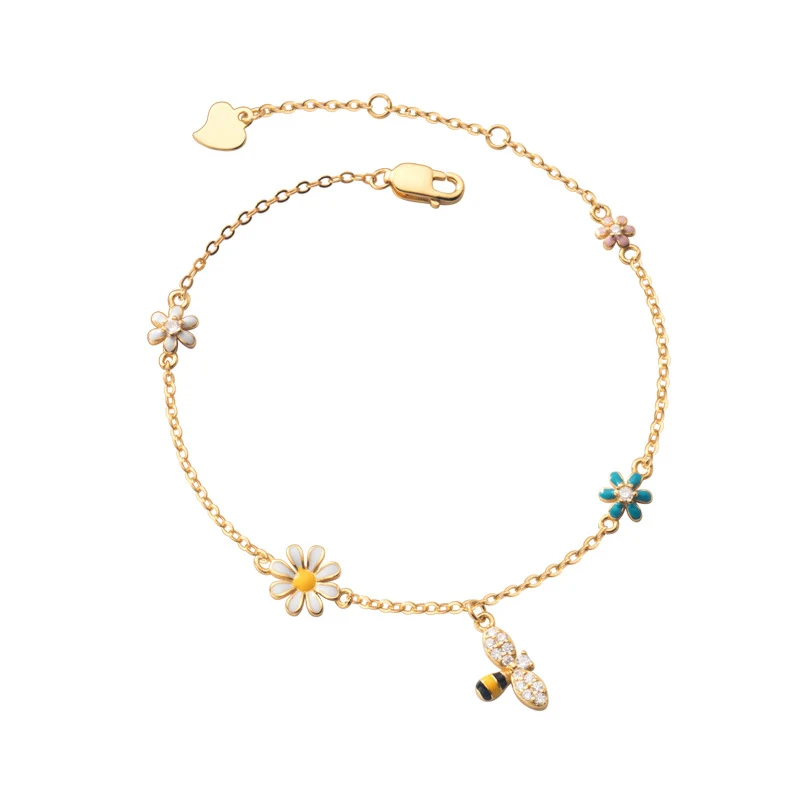 S925 Zilver Mori Sweet bloemenarmband in kleur. Een charmante armband die een vleugje zoetheid en kleur toevoegt aan je dagelijkse stijl. Prachtig!