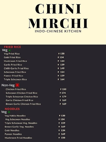 Chini Mirchi Indo-Chinese Kitchen menu 