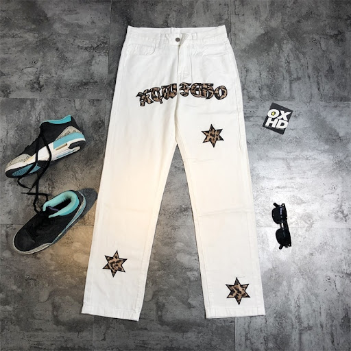 Title 3, Super High Pants Leather Gothic Letters Leopard...