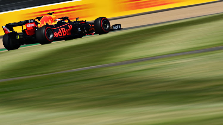 Max Verstappen of the Netherlands driving the (33) Aston Martin Red Bull Racing RB16 during practice for the F1 Grand Prix of Great Britain at Silverstone on July 31, 2020 in Northampton, England.