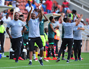 Bloemfontein Celtic caretaker coach Lehlohonolo Seema applauds his team during an Absa Premiership match against Baroka FC in Polokwane on February 10 2019.    