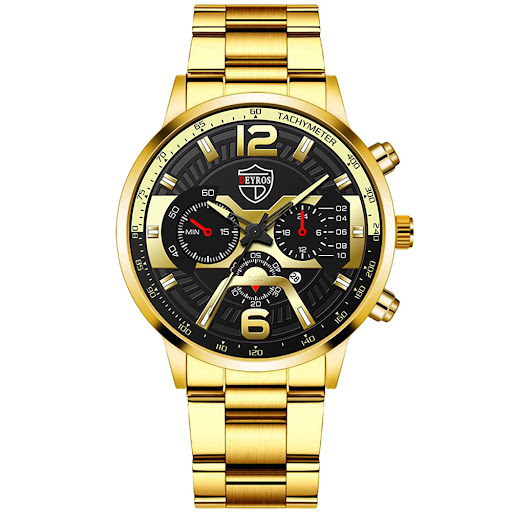 Title 3, Mens Business Belt Steel Band Quartz Calendar ...