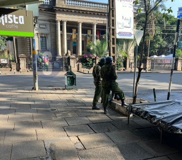 Police officers outside Jamia Mosque on March 27, 2023