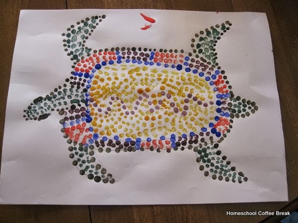 Australian Aboriginal Dot Painting on the Virtual Refrigerator, an art link-up at Homeschool Coffee Break @ kympossibleblog.blogspot.com #Australia #art #VirtualFridge