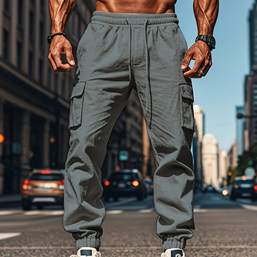 Title 20, Mens Cotton and Linen Trousers with Multiple P...