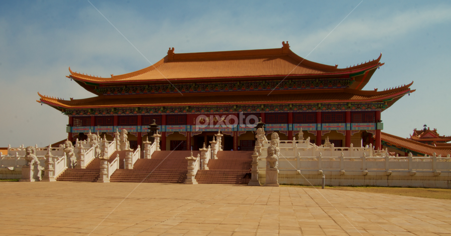 Nan Hua Buddhist Temple by Lian van den Heever - Buildings & Architecture Places of Worship ( red, roof, white, buddhidt, temple, south africa, gauteng, bronkhorstspruit )