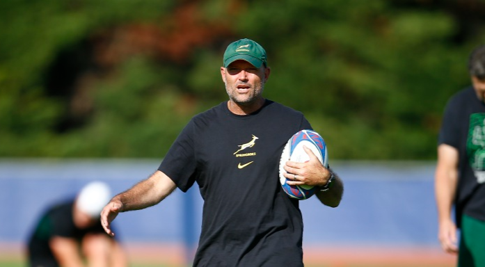 Springboks coach Jacques Nienaber during a training session at Stade Omnisports du Chemin de Ronde on October 10 2023 in Croissy-sur-Seine, France. Picture: STEVE HAAG/GALLO IMAGES