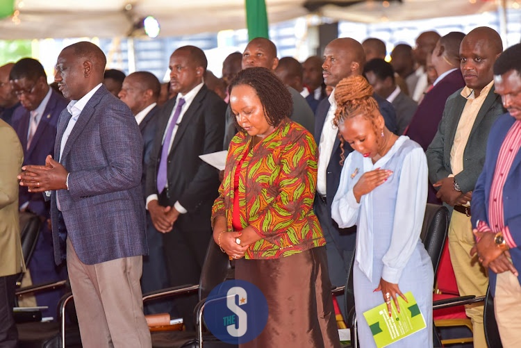 President William Ruto during the service at Kerugoya Stadium on January 22, 2023.