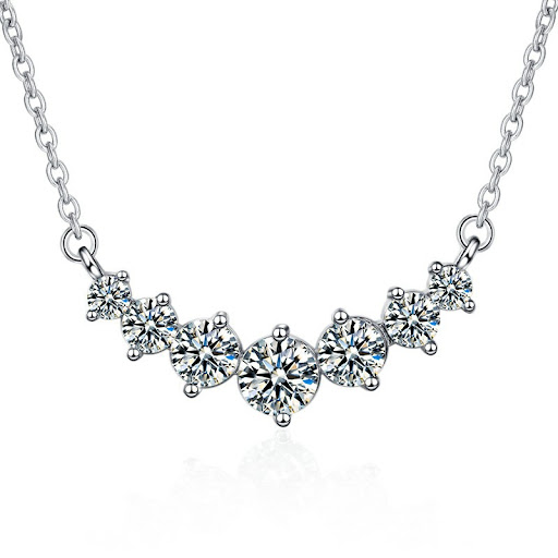 Title 3, New Moissanite Straight Necklace for Women, Pen...