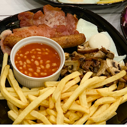 Egg, Bacon, Sausage, Chips & Beans