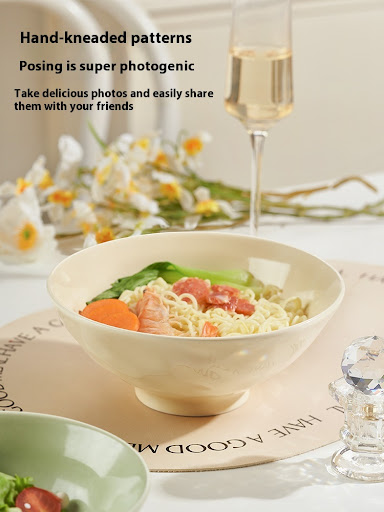 Title 3, Cream Style Noodle Household Ceramic Soup Bowl ...