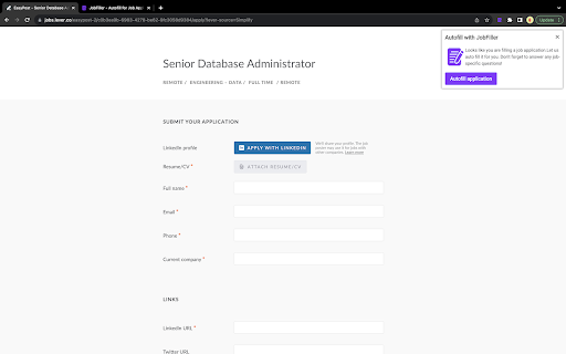 JobFiller - Autofill for Job Applications