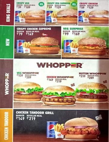 Burger King menu 