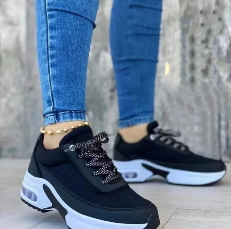 Dames sportschoenen Sneakers dikke zool mesh ademend casual veterschoenen comfortabel en stijlvol voor dagelijks gebruik
