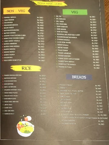 Moxa Kitchen menu 