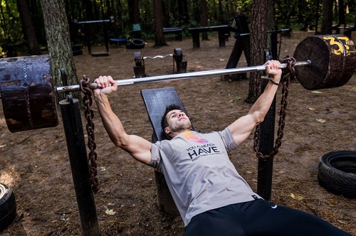 man doing chest workout