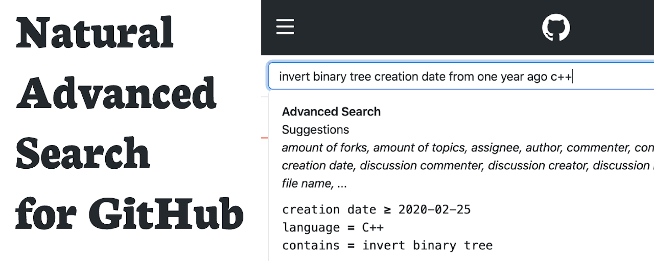 Natural Advanced Search for GitHub Preview image 2