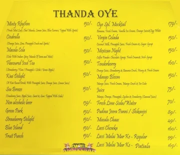 Oye Amritsar menu 