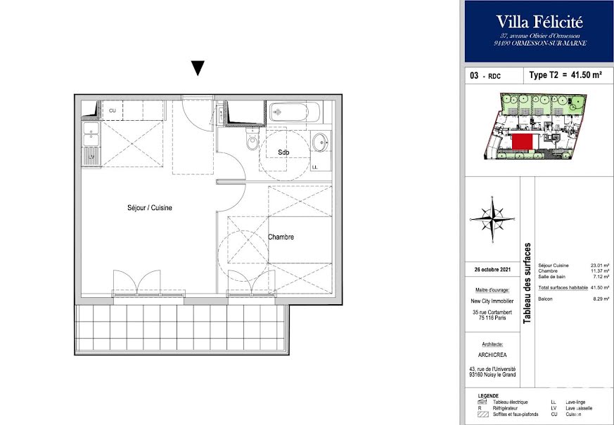 Vente appartement 2 pièces 41 m² à Ormesson-sur-Marne (94490), 252 000 €