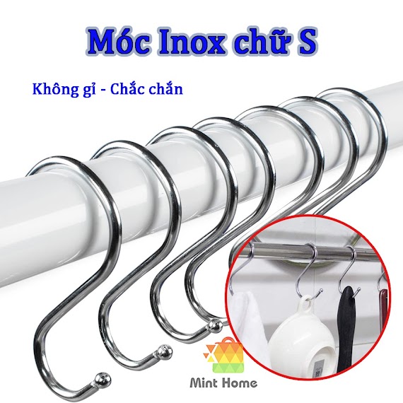 Móc Treo Đồ Chữ S Inox 304 Treo Quần Áo Chịu Lực, Đa Năng Loại Dày (Nhiều Size)