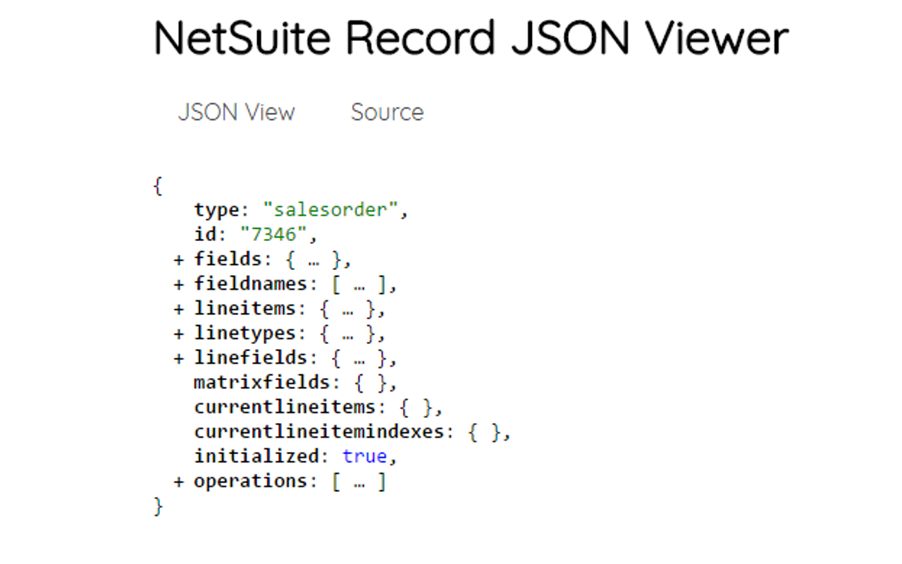 NetSuite Record JSON Viewer Preview image 0