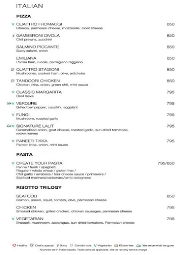 24/7 Restaurant - The Lalit menu 