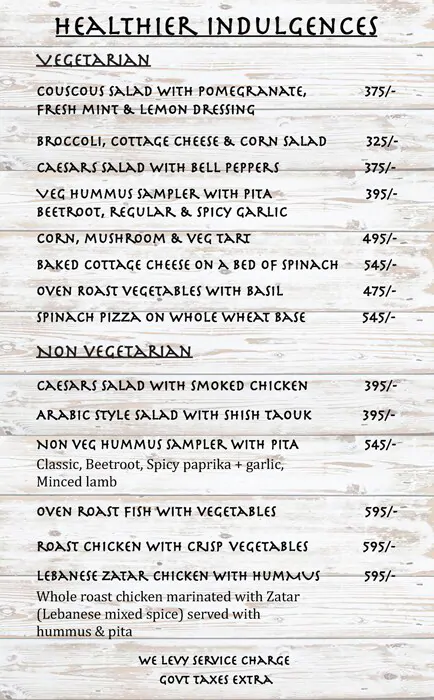 Alchemy Terrace menu 