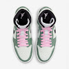 womens air jordan 1 mid se dutch green / beary green / light arctic pink / black